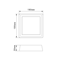LED Світильник квадратний накладний TITANUM 24W 5000K, Titanum, 27089