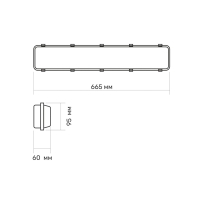 LED світильник лінійний IP65 під лампу T8 TITANUM 0.6М 220В, Titanum, 27380