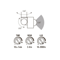 LED прожектор VIDEX F2e 10W 900Lm 5000K 220V з датчиком руху та освітленості, Videx, 27541