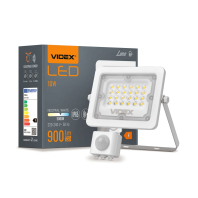 LED прожектор VIDEX F2e 10W 900Lm 5000K 220V з датчиком руху та освітленості, Videx, 27541