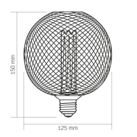 LED лампа VIDEX Filament VL-DBMC125150 4W E27 1800K Black Chainmail style, Videx, 27615