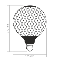 LED лампа VIDEX Filament VL-DG125BP 6W E27 1800K Black Magician net, Videx, 27618