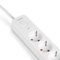 Мережевий подовжувач VIDEX ONCORD з/з 3п 3м (3x1.5мм) з кнопкою White, Videx, 27685