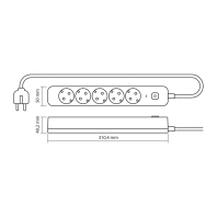 Мережевий подовжувач VIDEX ONCORD з/з 5п 3м (3x1.5мм) з кнопкою Black, Videx, 27690