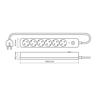 Мережевий подовжувач VIDEX ONCORD з/з 6п 3м (3x1.5мм) з кнопкою Black, Videx, 27692