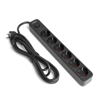 Сетевой удлинитель VIDEX ONCORD з/з 6п 3м (3x1.5мм) с кнопкой Black