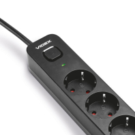 Мережевий подовжувач VIDEX ONCORD з/з 3п 3м (3x1.5мм) 2.4А 2USB+USB-C з кнопкою Black, Videx, 27694