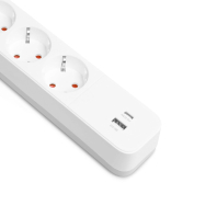 Мережевий подовжувач VIDEX ONCORD з/з 4п 3м (3x1.5мм) 3.4А USB(QC3.0) +USB-C(PD20W) з кнопкою White, Videx, 27695