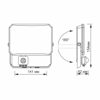 LED прожектор VIDEX F3 30W 5000K з датчиком руху 220V Black (VLE-F3-0305B-S), Videx, 27717