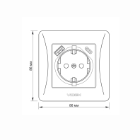Розетка одинарна із заземленням з USB+USB-C срібний шовк VIDEX BINERA, Videx, 27864
