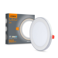 LED світильник вбудований з декоративною підсвіткою VIDEX DL4R 12W+4W 5000K+2700K 220V, Videx, 27947
