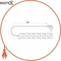 Подовжувач e.es.6.5.z.b 6 гнізд, 5м з з/к, baby protect, Enext, s042023