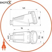 Силова розетка стаціонарна 3Р+N+Z, 400В, 16А, IP67, Enext, 2626-137