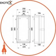 Коробка розподільна пластикова Z4 IP55 (505*250*186) з непрозорою кришкою, Enext, 9402-000