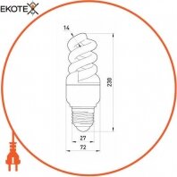 Enext l0260014 лампа энергосберегающая e.save.screw.e27.50.4200, тип screw, патрон е27, 50w, 4200 к