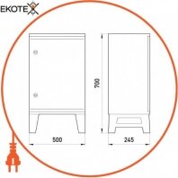Корпус ударостійкий з АБС-пластику e.plbox.nap.500.700.245.3 f.16m.8m.,blank, 500х700х245мм, IP65, з панеллю під 3 - фазний лічильник і 16 модулів і 8 розеток, Enext, CP5502