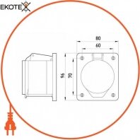 Силова розетка вбудована e.socket.pro.4.32.wall, 4п., 380В (424), Enext, p012013