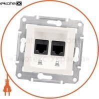 Sedna Розетка подвійна PC RJ45 cat.6 STP без рамки, кремовий