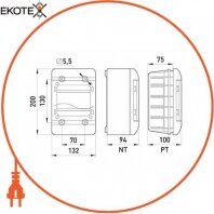 Enext 6661-105непр корпус пластиковый, навесной (nt) 5-модульный, однорядный, ip 40, с непрозрачными дверцами