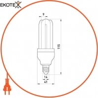 Enext l0210002 лампа энергосберегающая e.save.3u.e14.7.6400, тип 3u, патрон е14, 7w, 6400 к
