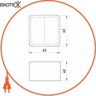 Enext p043004 выключатель двухклавишный e.touch.1112. w для наружного монтажа, белый
