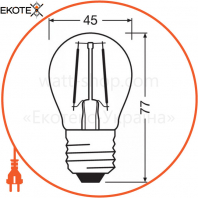 Лампа светодиодная LED CL P40 4W/840 230V FIL E27 10X1 OSRAM