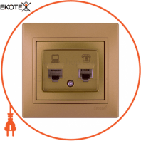 Розетка комп'ютер+телефон 701-1313-143 Колір Матове золото металік RJ45 CAT5 +RJ11 роз'єм