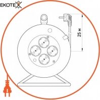 Enext s042096 удлинитель e.es.roll.4.25.z.b. барабанного типа, на катушке , с з/к, 25м, baby protect, провод 3х1,5кв.мм