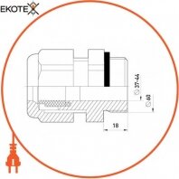 Enext s048010 кабельный ввод e.pgl.stand.48, с удлиненной резьбой и уплотнителем