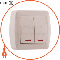 Выключатель двойной с подсветкой 711-0300-112 Цвет Крем / Крем 10AX 250V~