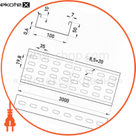 Enext A10-15-06 лоток перфорированный 100х50 легкий, 3 м, толщ. 0,6 мм.