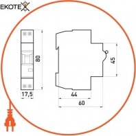 Enext p055003 модульный автоматический выключатель e.mcb.pro.60.1n.с25.thin, 1р + n, 25а, c, 4,5ка, тонкий