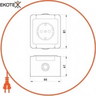 Розетка одинарна e.dew.1231.gr з з/к, для зовнішнього монтажу, IP 44., Enext, p044008