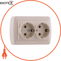 Розетка двойная с/з керамика 711-0300-127 Цвет Крем / Крем 16A 250V~