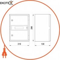 Корпус ударостійкий з АБС-пластику e.plbox.210.280.130.8 m.blank, 210х280х130мм, IP65 з панеллю під 8 модулів, Enext, CP5101