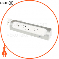 Удлинитель УГЛОВЫЙ 3х2К+Из розетки 16 А с USB A+C, с кабелем 2 м, алюминий, крашеный в цвет Белый, Legrand, 694502
