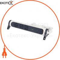 Подовжувач ПРЕМІУМ 3х2К+З розетки 16 А з USB A+C, із ПЗІП, з кабелем 1,5 м, колір Білий/Чорний, Legrand, 694508
