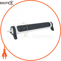 Подовжувач ПРЕМІУМ 5х2К+З розеток 16 А з USB A+C, із ПЗІП, з кабелем 1,5 м, колір Білий/Чорний, Legrand, 694510