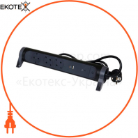 Подовжувач ПРЕМІУМ 3х2К+З розетки 16 А з USB A+C, із ПЗІП, з кабелем 1,5 м, колір Чорний, Legrand, 694512