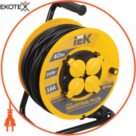 Котушка УК40 з термозахистом 4 місця 2P+PE/40м 3х1,5мм2 IP44 INDUSTRIAL PLUS IEK