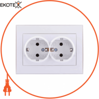 Розетка подвійна з/з - FireProof Бакеліт 703-0202-127B Колір Білий/Білий 250V 16A~