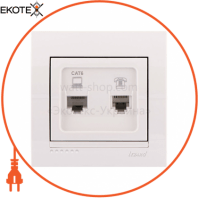 Розетка комп'ютер+телефон 702-0202-144 Колір Білий/Білий RJ45 Cat6 + RJ11 роз'єм
