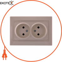 Розетка двойная б/з - FireProof Бакелит 701-0303-128B Цвет Крем / Крем 16A 250V~