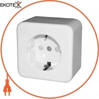 Розетка одинарна e.touch.1231.w.blister з з/к, для зовнішнього монтажу, біла, в блістерній упаковці, Enext, p043011