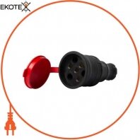 Силова розетка переносна з захисною кришкою каучукова e.socket.rubber.031.25, 4п., 25А