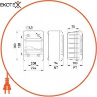Корпус пластиковий навісний (NT) 13-модульний, однорядний, IP 55, Enext, 6663-213