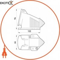 Силова розетка металева, стаціонарна 3Р+Z, 400В, 32А, IP44, Enext, 2143-126