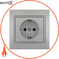 Розетка с/з - FireProof Бакелит 701-1010-122B Цвет Серый металлик 16A 250V~