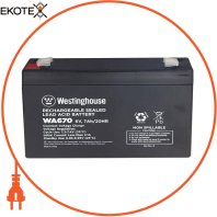 Батарея аккумуляторная свинцово-кислотная Westinghouse 6V, 7Ah, terminal F2, 1шт