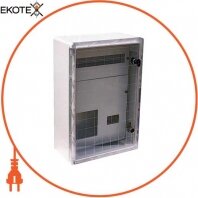Enext CP5213 корпус ударопрочный из абс-пластика e.plbox.400.500.175.3f.6m.tr, 400х500х185мм, ip65 с прозрачными дверцами, панель под 3 - фазный счетчик и 6 модулей